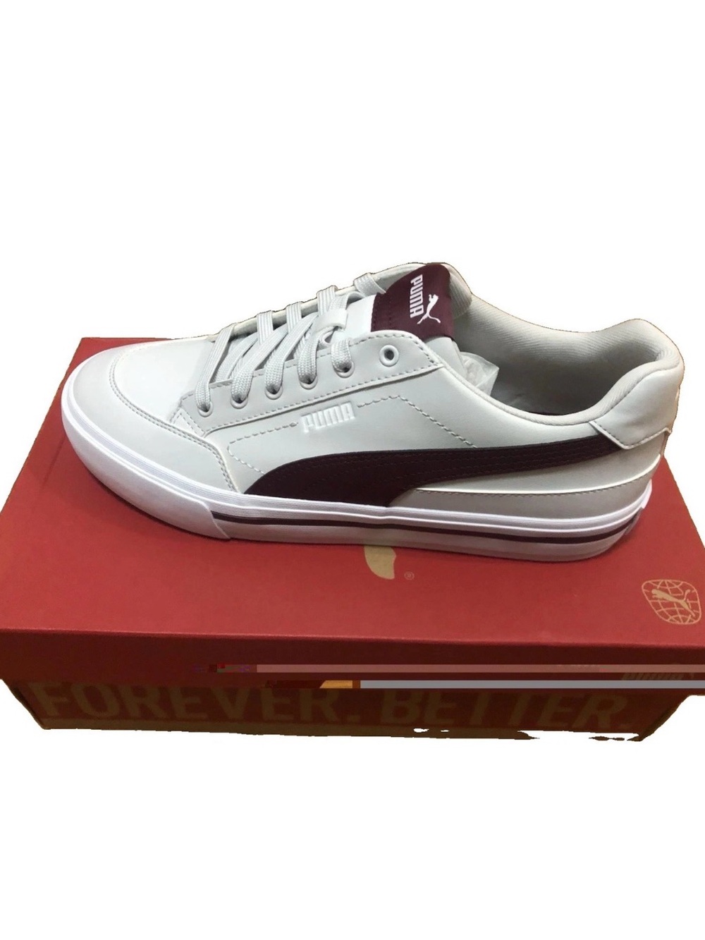 Puma White Sneaker with Maroon Formstripe